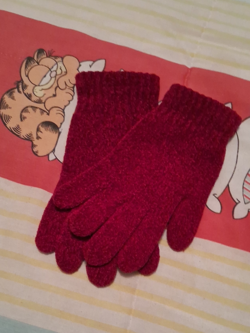 NWOT,Lady's,Vintage,Red Velour,Knit Gloves - Cozy Winter Handwear